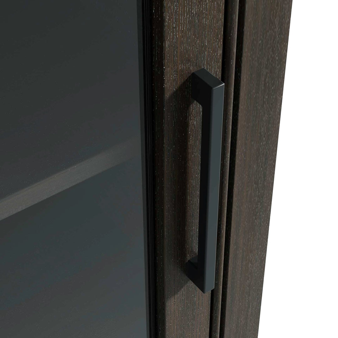 20 Inch Bath Storage Glass Cabinet In Chocolate Oak