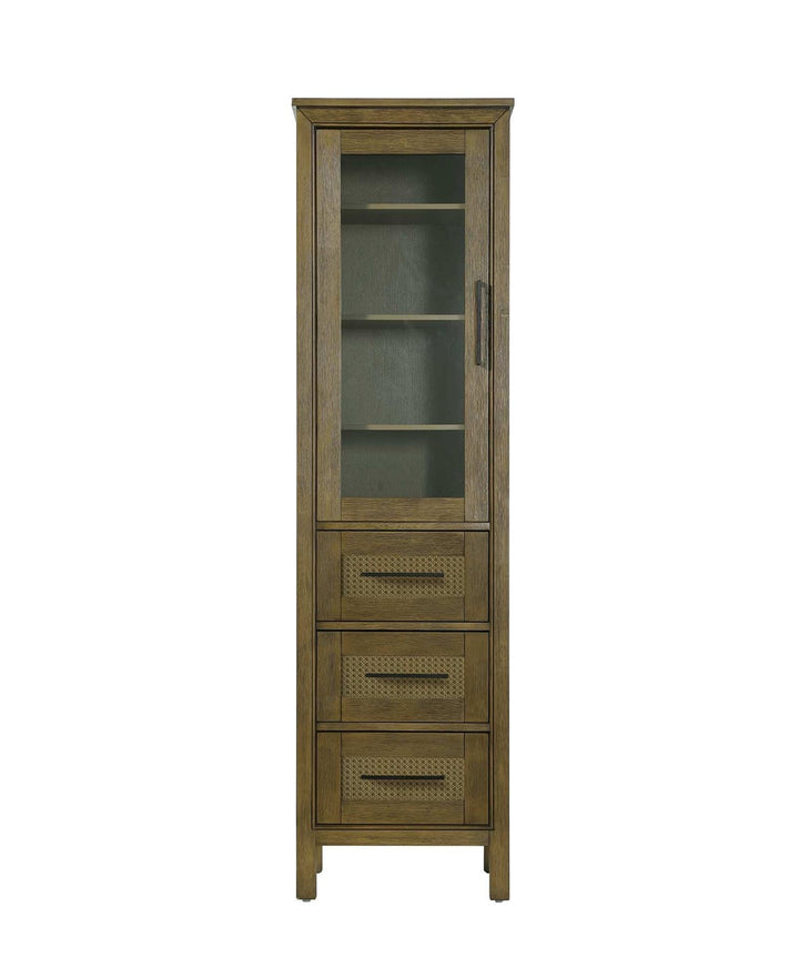 20 Inch Bath Storage Glass Cabinet In Hazel Oak by Elegant Kitchen and Bath