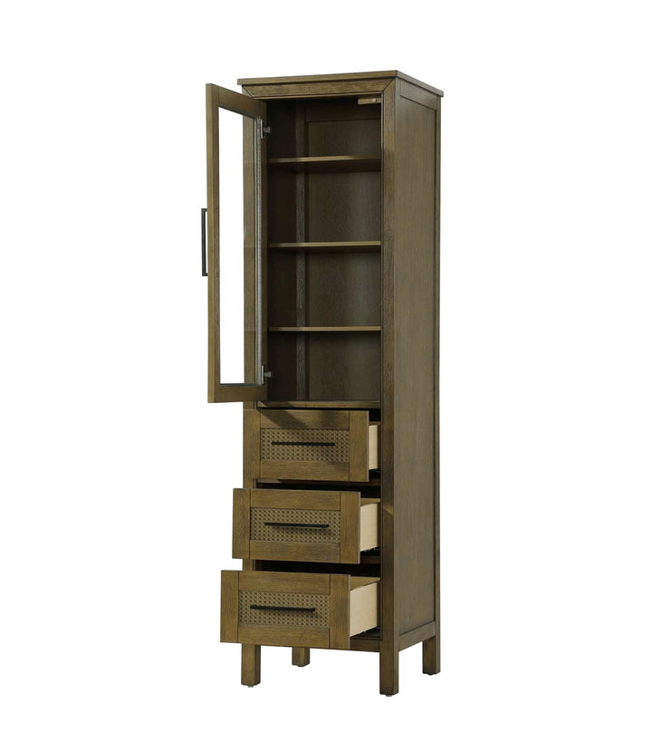 20 Inch Bath Storage Glass Cabinet In Hazel Oak