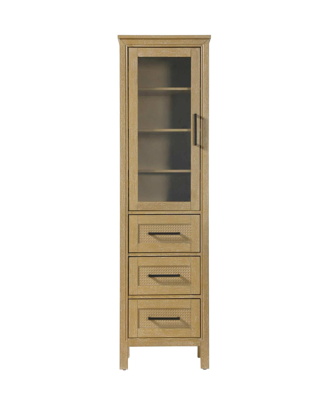 20 Inch Bath Storage Glass Cabinet In Linen Oak by Elegant Kitchen and Bath