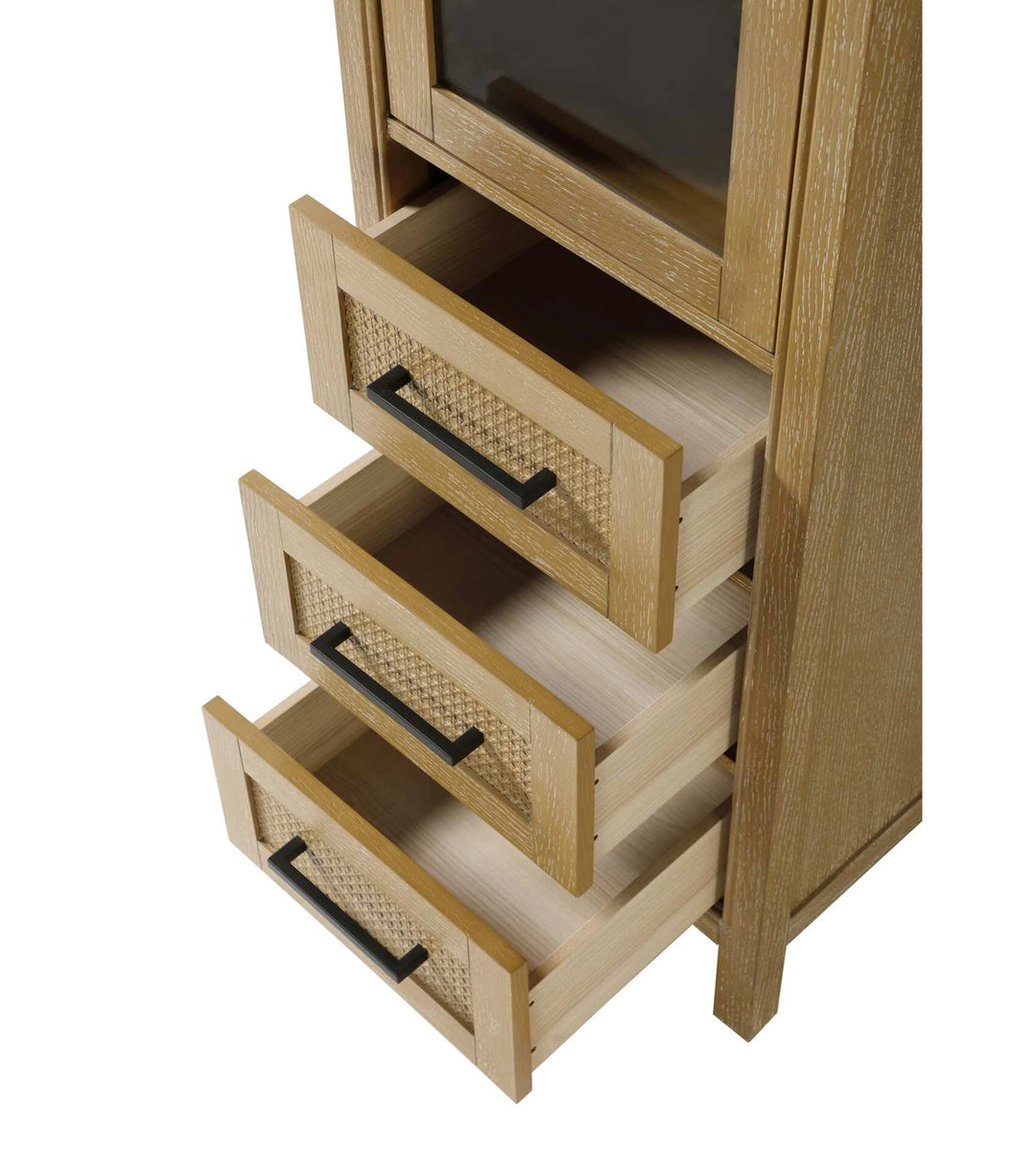 20 Inch Bath Storage Glass Cabinet In Linen Oak