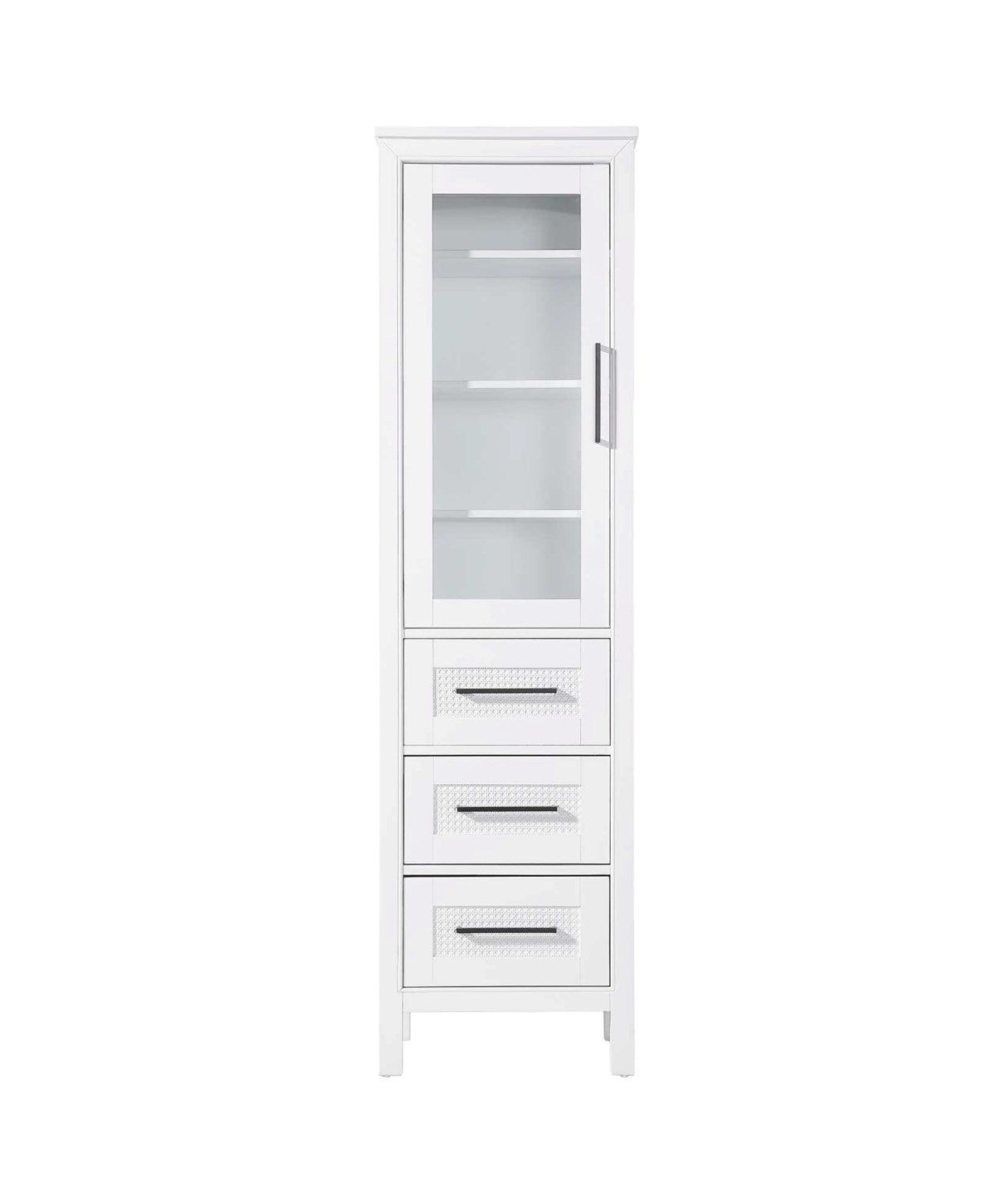 20 Inch Bath Storage Glass Cabinet In White by Elegant Kitchen and Bath