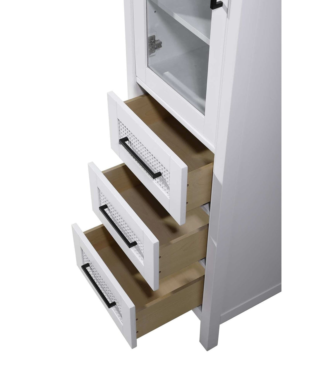 20 Inch Bath Storage Glass Cabinet In White