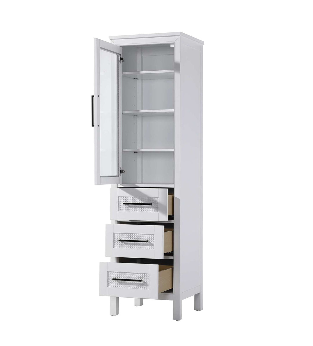20 Inch Bath Storage Glass Cabinet In White