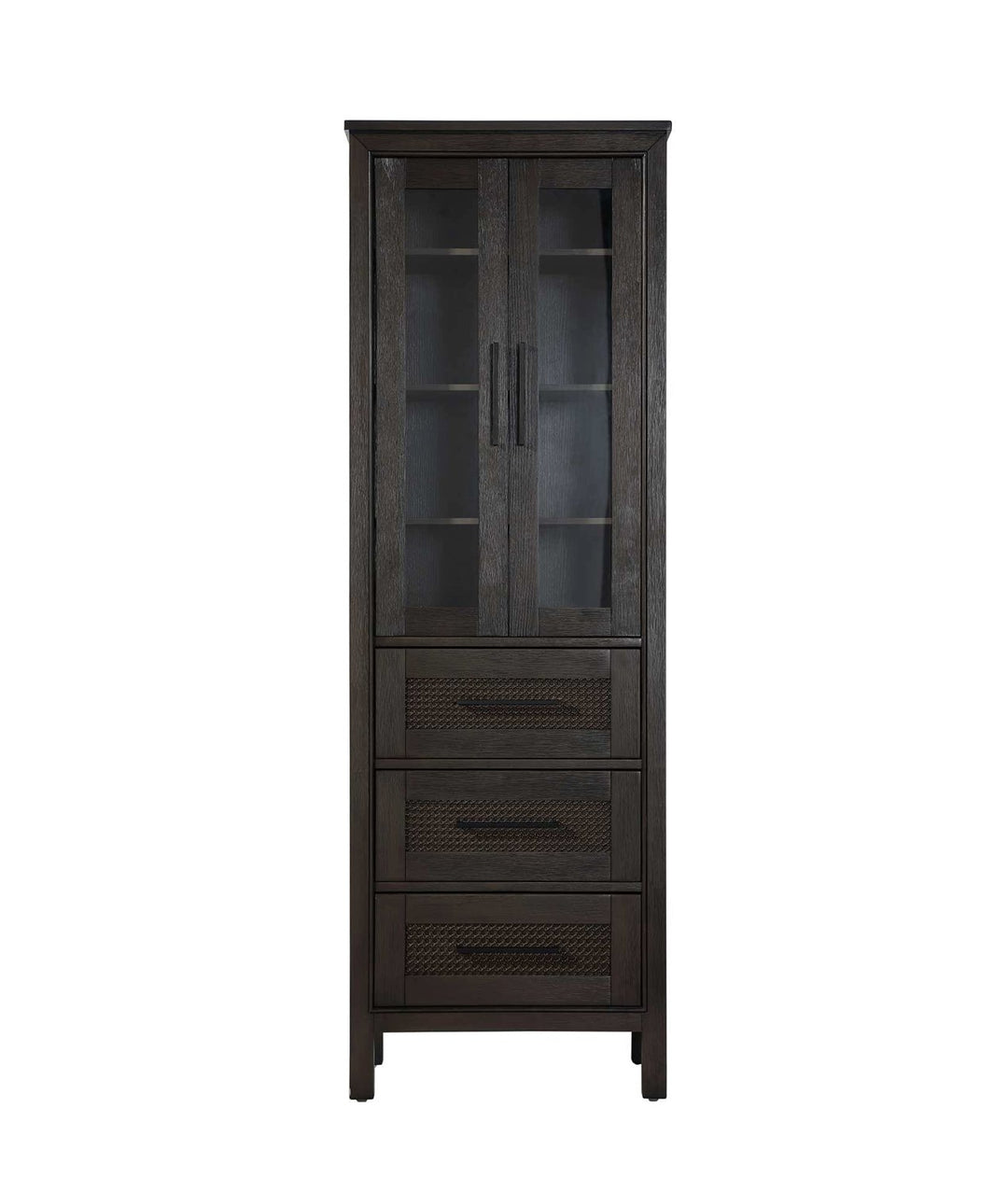 24 Inch Bath Storage Glass Cabinet In Chocolate Oak by Elegant Kitchen and Bath
