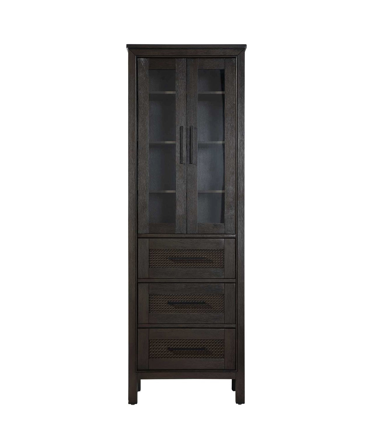 24 Inch Bath Storage Glass Cabinet In Chocolate Oak by Elegant Kitchen and Bath
