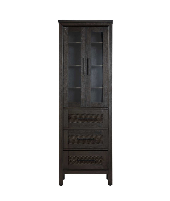 24 Inch Bath Storage Glass Cabinet In Chocolate Oak by Elegant Kitchen and Bath