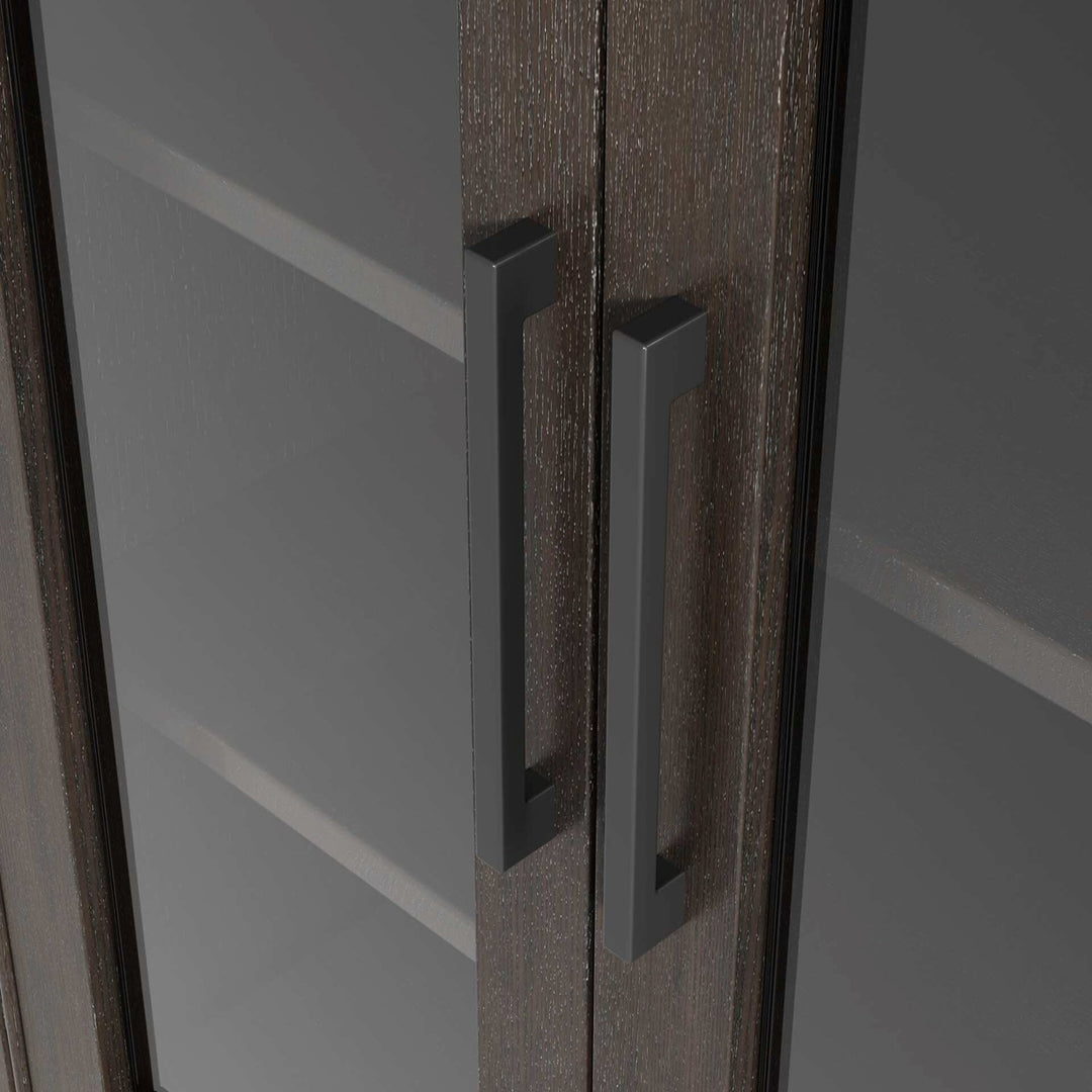 24 Inch Bath Storage Glass Cabinet In Chocolate Oak
