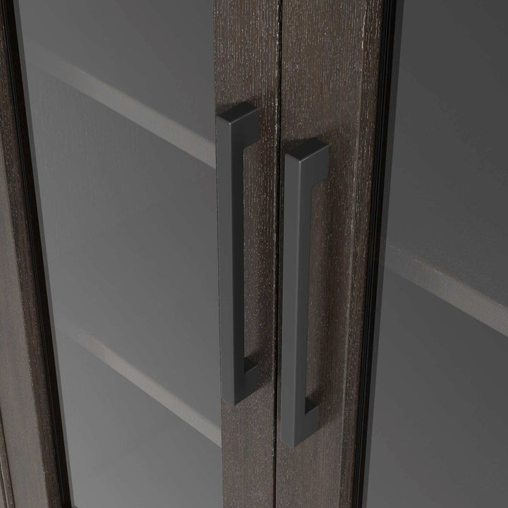 24 Inch Bath Storage Glass Cabinet In Chocolate Oak