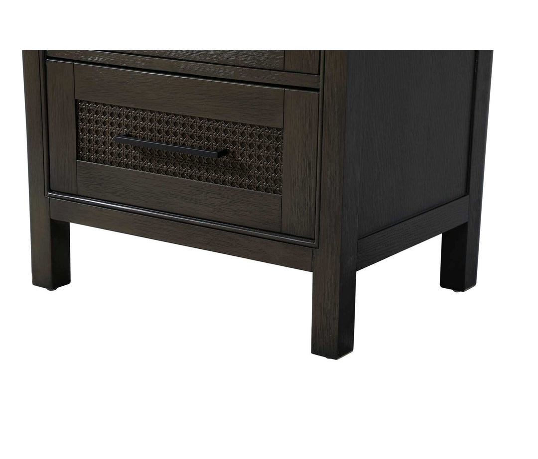 24 Inch Bath Storage Glass Cabinet In Chocolate Oak