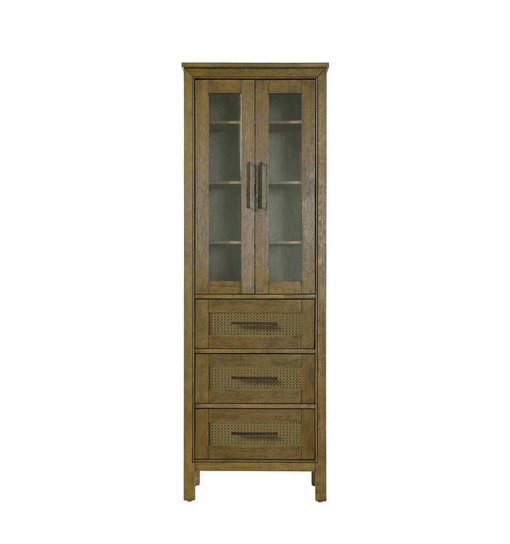 24 Inch Bath Storage Glass Cabinet In Hazel Oak by Elegant Kitchen and Bath
