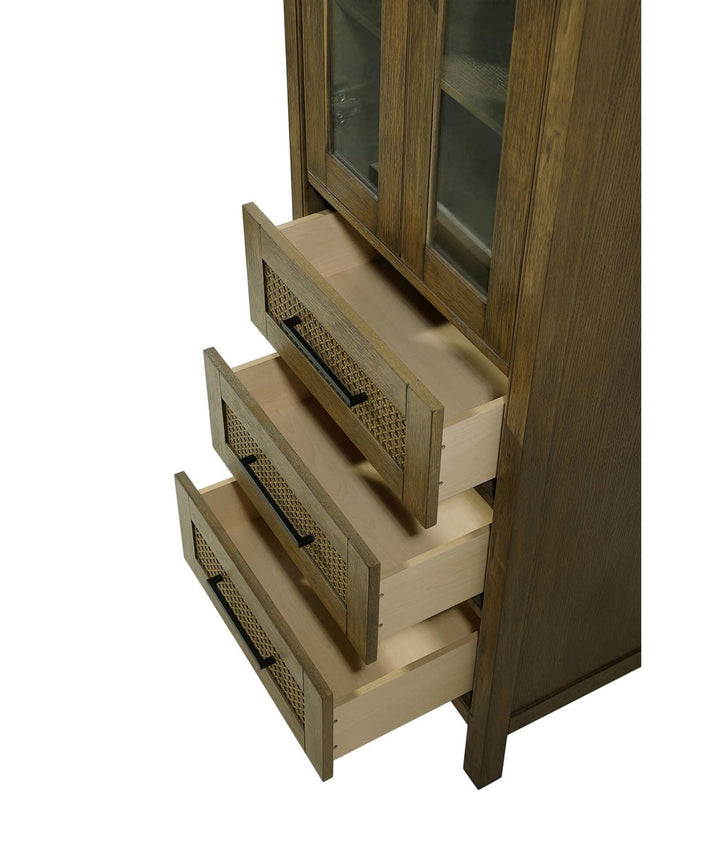 24 Inch Bath Storage Glass Cabinet In Hazel Oak