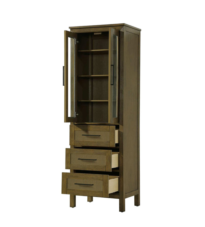 24 Inch Bath Storage Glass Cabinet In Hazel Oak