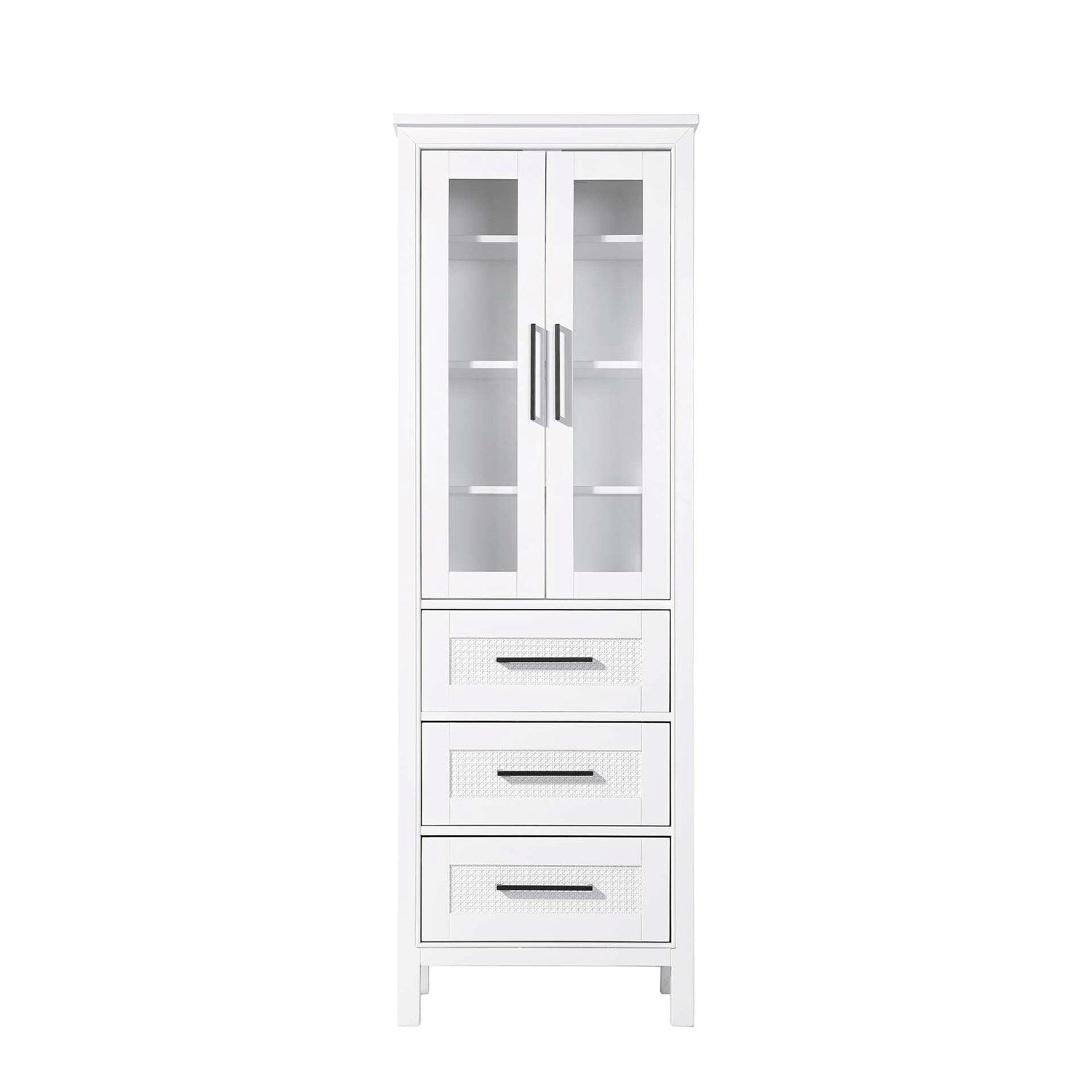 24 Inch Bath Storage Glass Cabinet In White by Elegant Kitchen and Bath