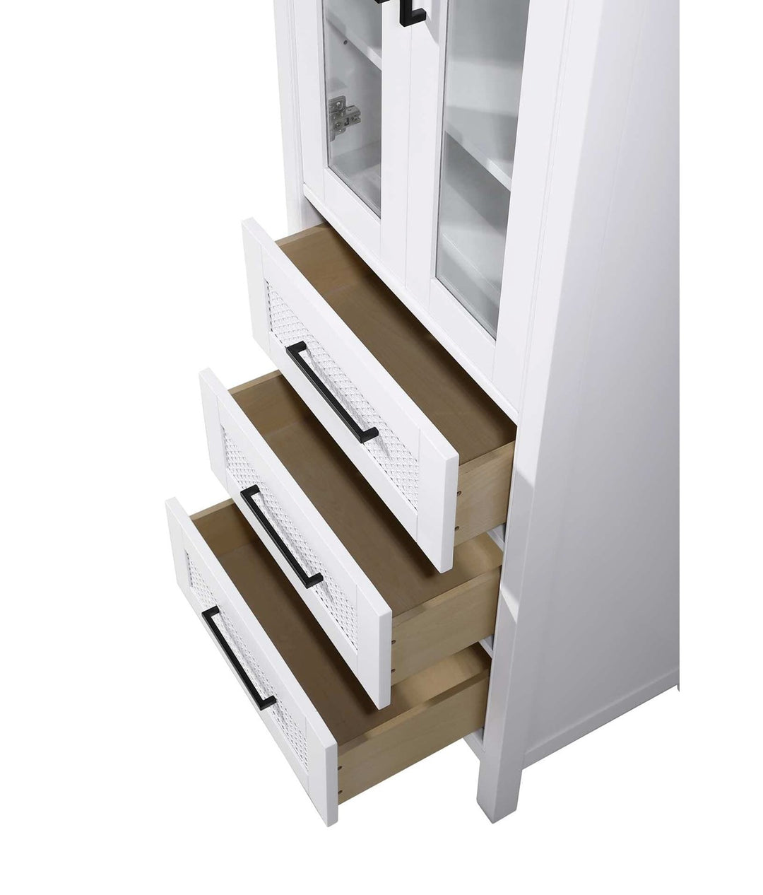 24 Inch Bath Storage Glass Cabinet In White