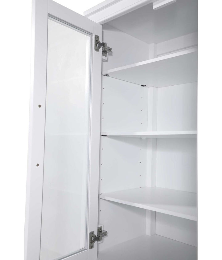 24 Inch Bath Storage Glass Cabinet In White