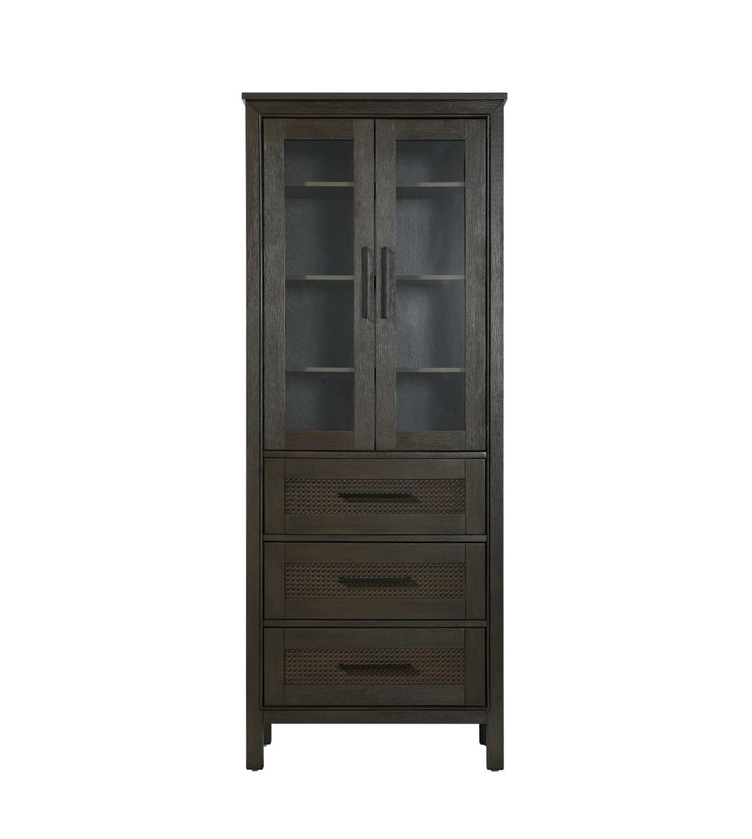 28 Inch Bath Storage Glass Cabinet In Chocolate Oak by Elegant Kitchen and Bath