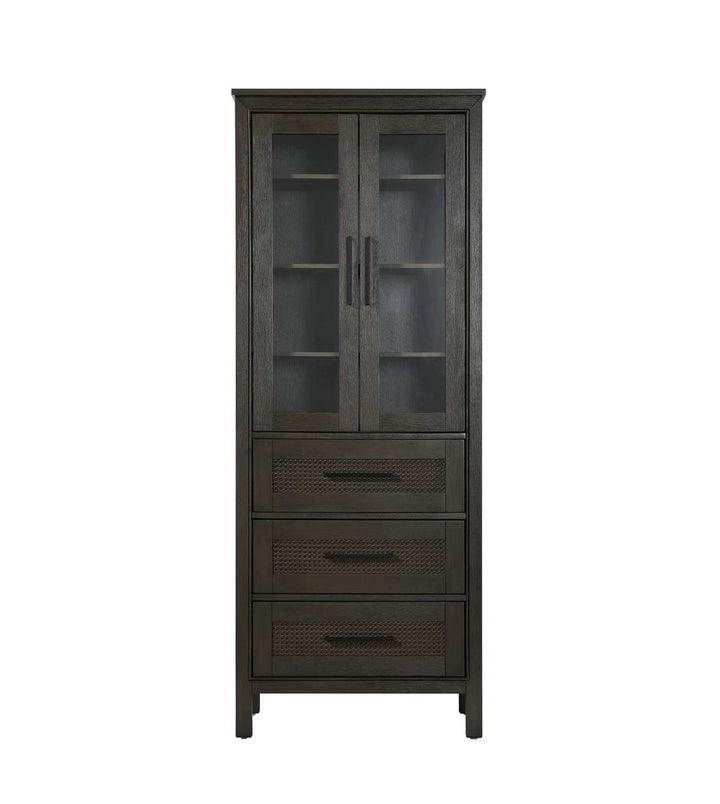 28 Inch Bath Storage Glass Cabinet In Chocolate Oak by Elegant Kitchen and Bath