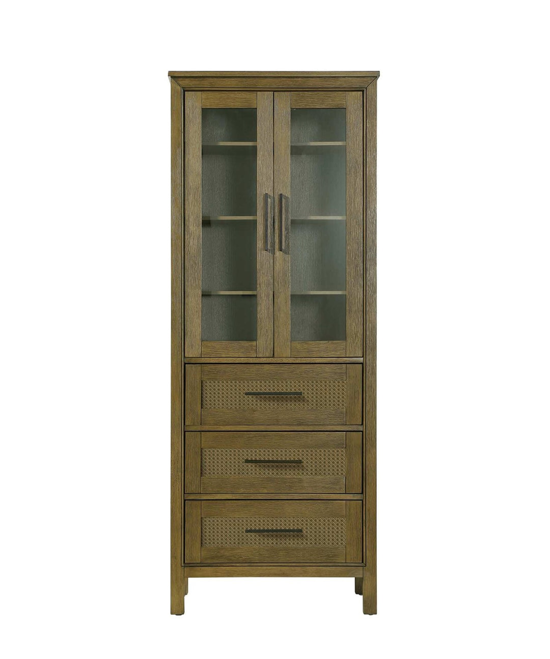 28 Inch Bath Storage Glass Cabinet In Hazel Oak by Elegant Kitchen and Bath