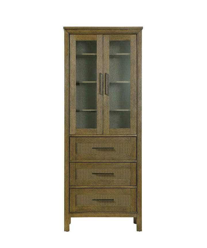 28 Inch Bath Storage Glass Cabinet In Hazel Oak by Elegant Kitchen and Bath
