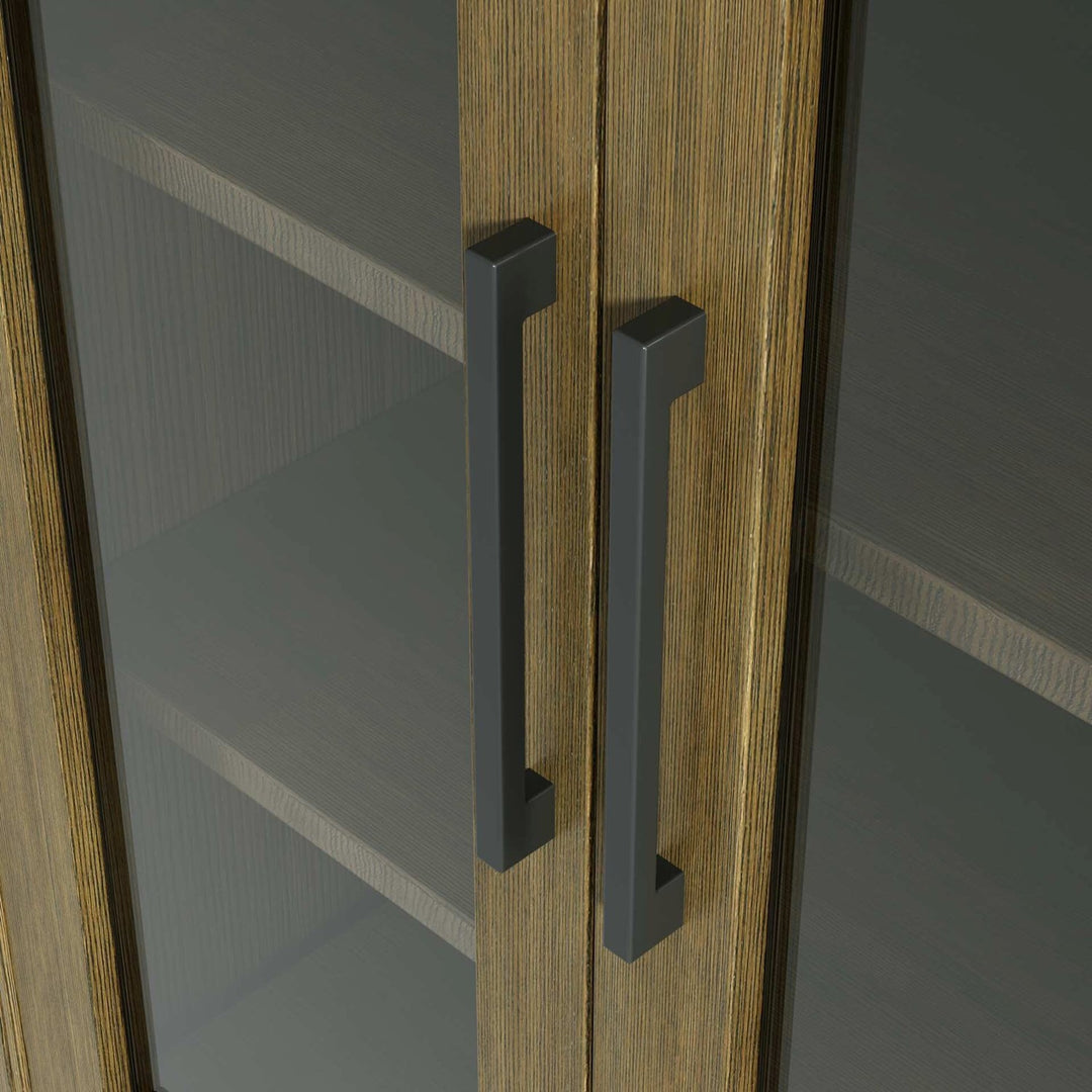28 Inch Bath Storage Glass Cabinet In Hazel Oak