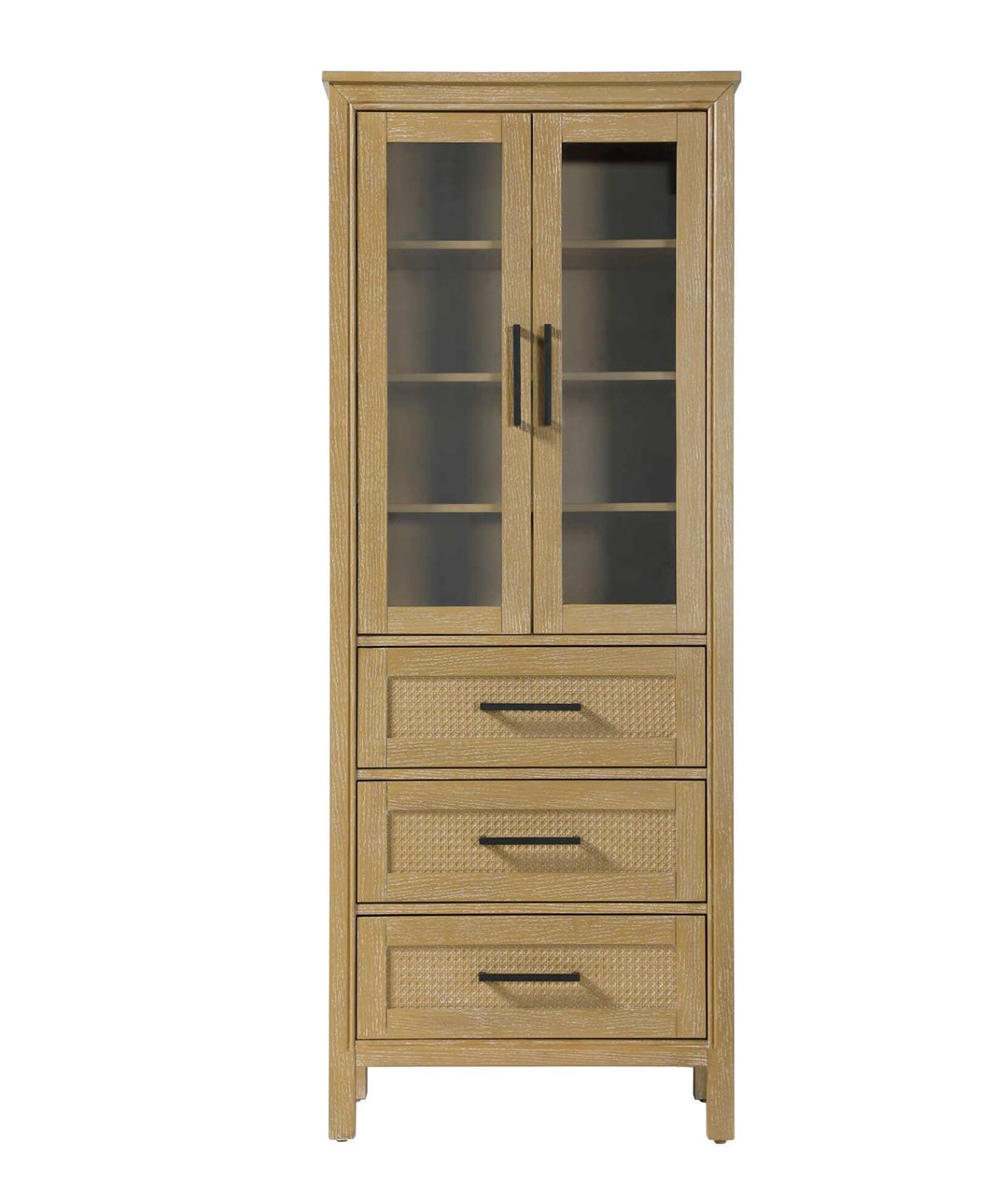 28 Inch Bath Storage Glass Cabinet In Linen Oak by Elegant Kitchen and Bath