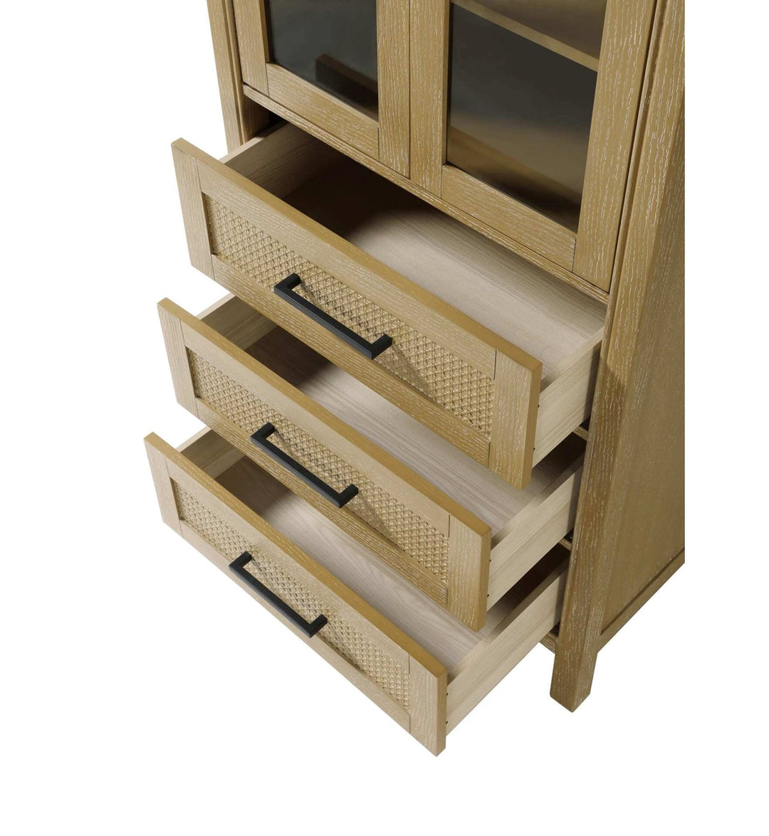 28 Inch Bath Storage Glass Cabinet In Linen Oak