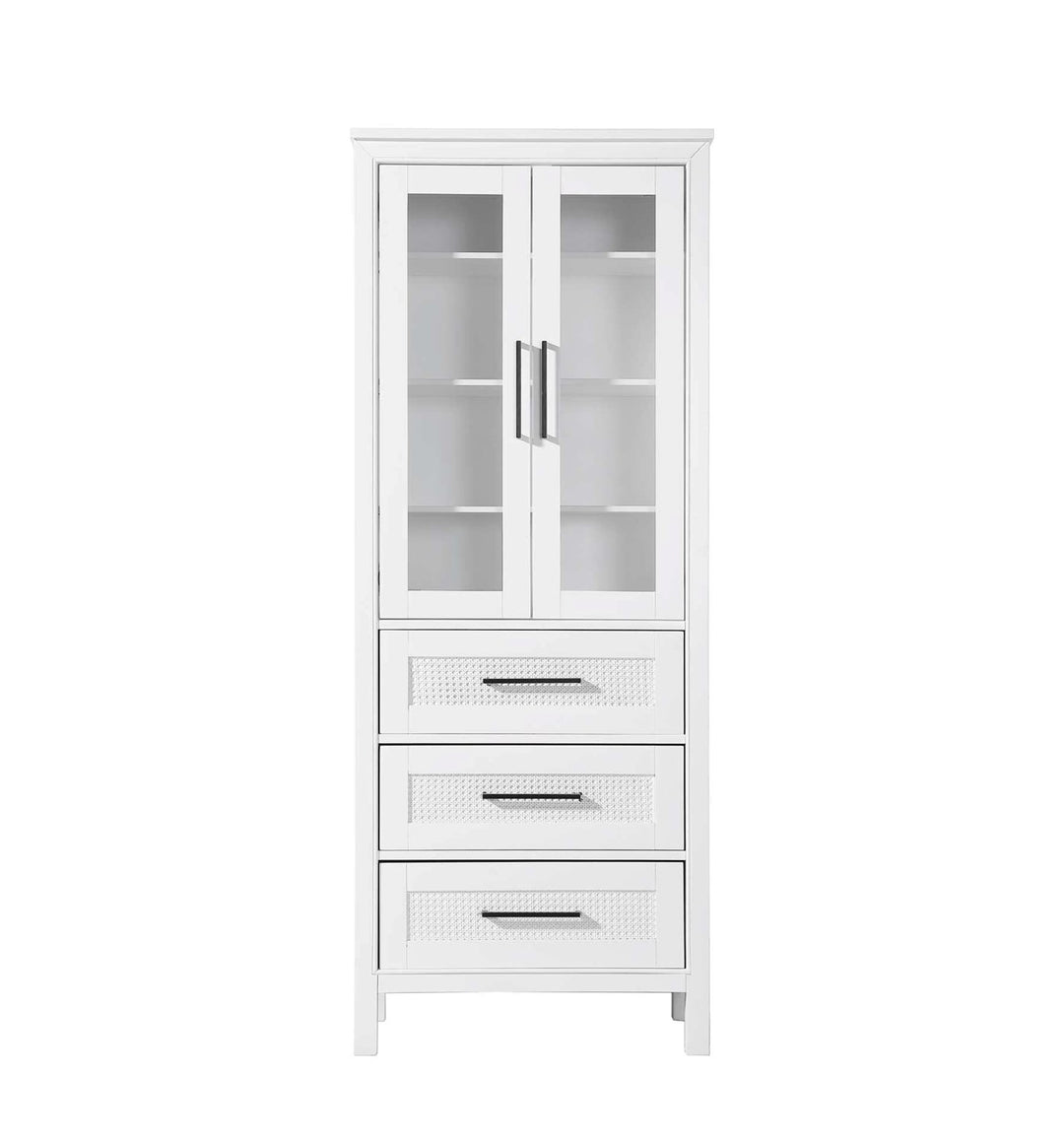 28 Inch Bath Storage Glass Cabinet In White by Elegant Kitchen and Bath