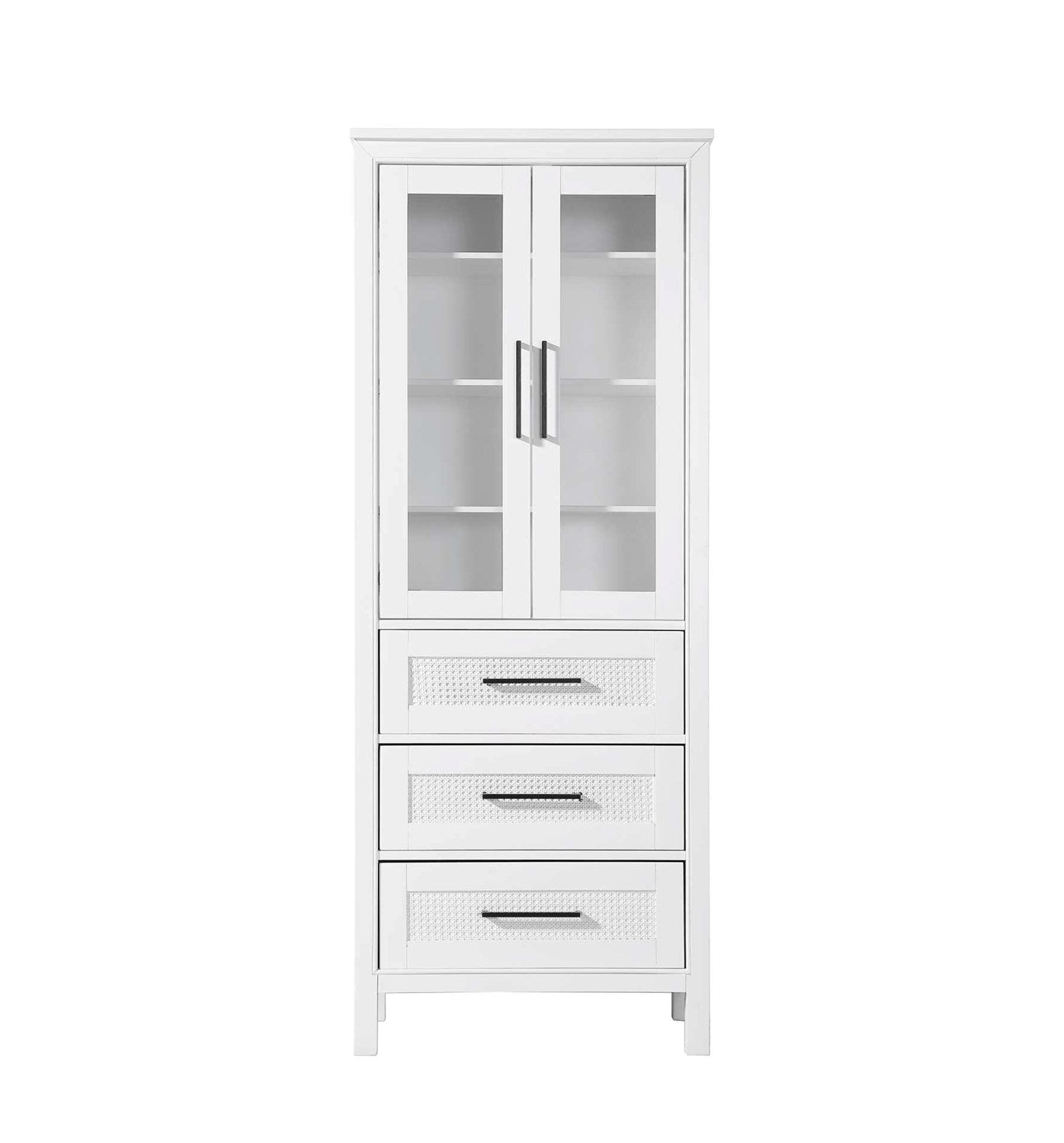 28 Inch Bath Storage Glass Cabinet In White by Elegant Kitchen and Bath