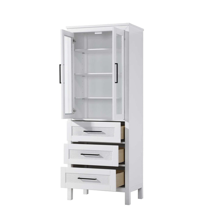 28 Inch Bath Storage Glass Cabinet In White