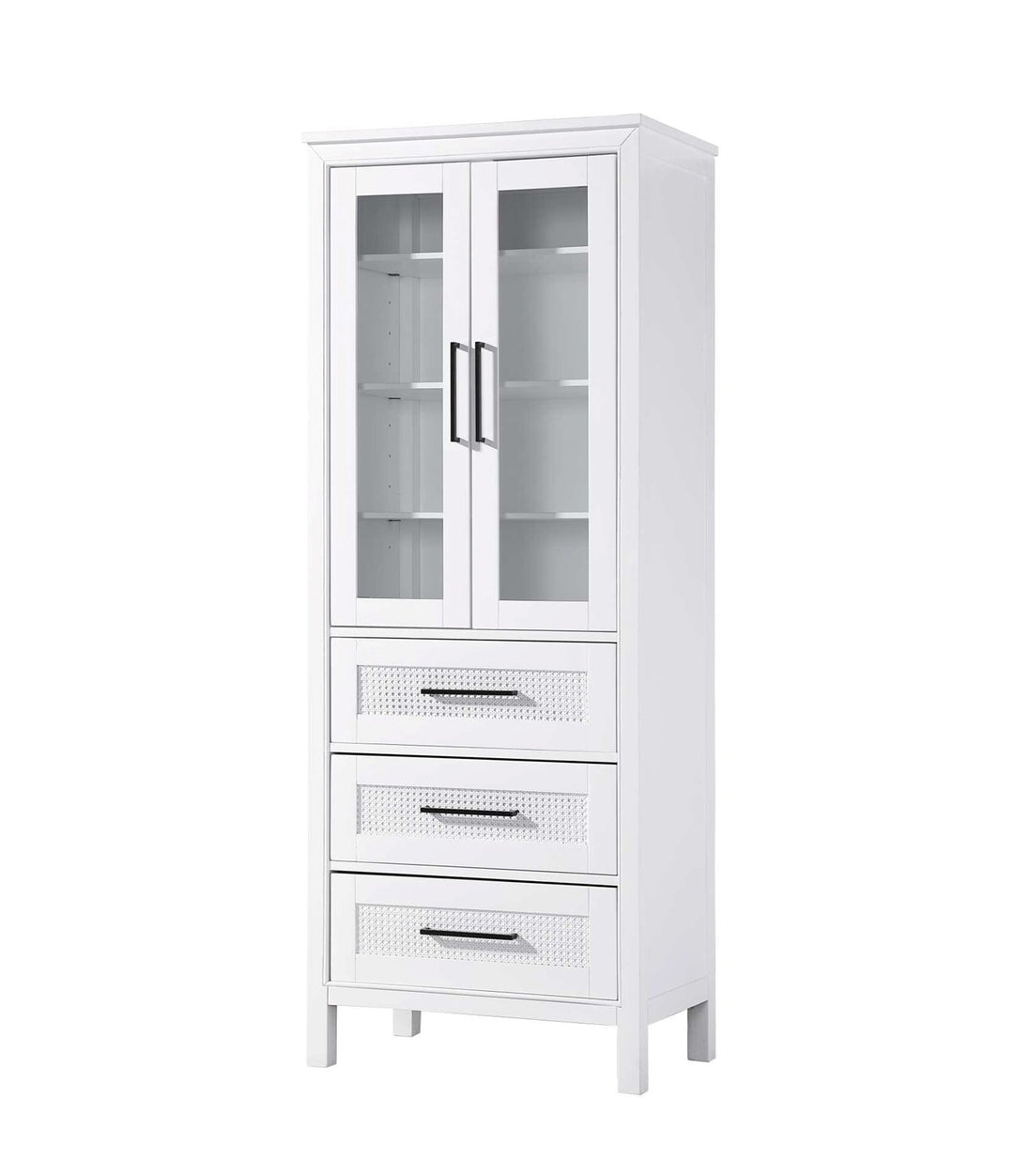 28 Inch Bath Storage Glass Cabinet In White