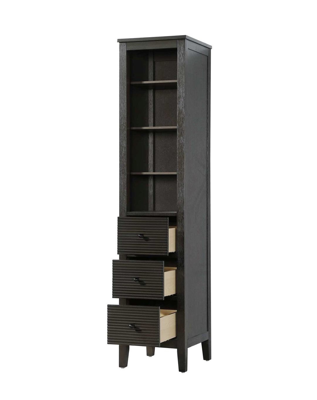 16 Inch Open Shelving Bath Storage Cabinet In Chocolate Oak