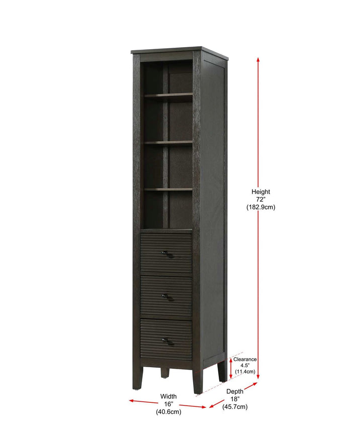 16 Inch Open Shelving Bath Storage Cabinet In Chocolate Oak