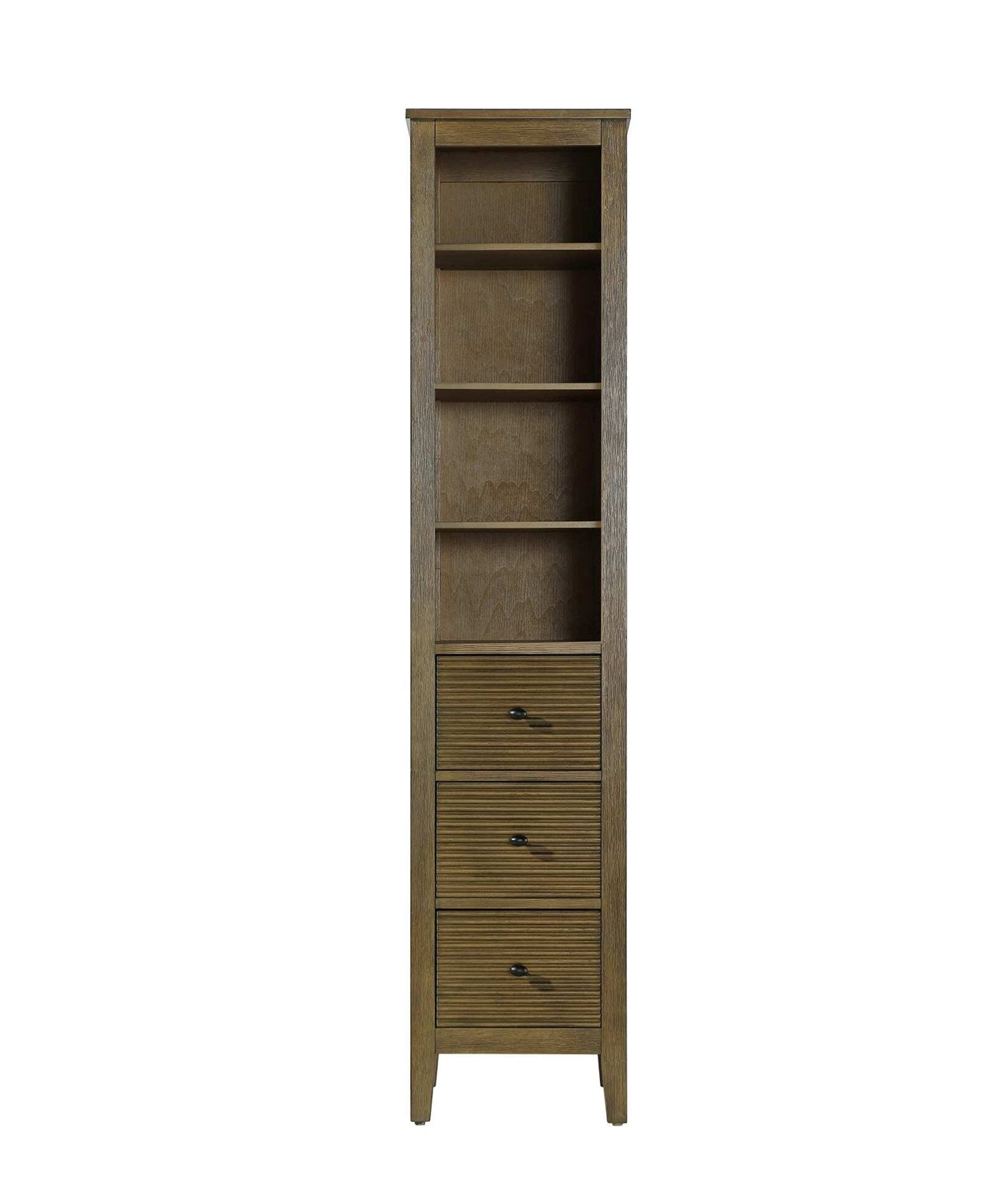 16 Inch Open Shelving Bath Storage Cabinet In Hazel Oak by Elegant Kitchen and Bath