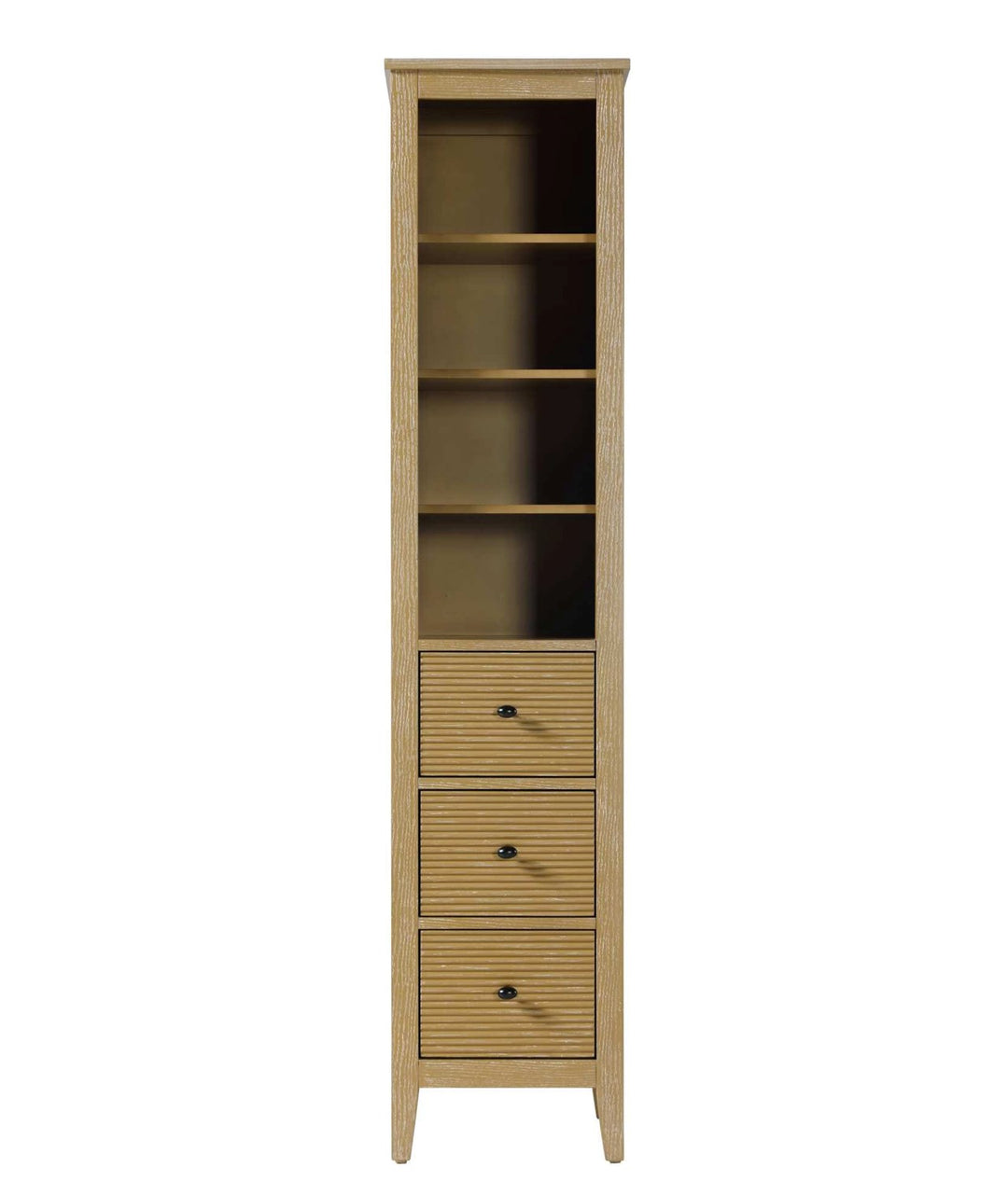16 Inch Open Shelving Bath Storage Cabinet In Linen Oak by Elegant Kitchen and Bath