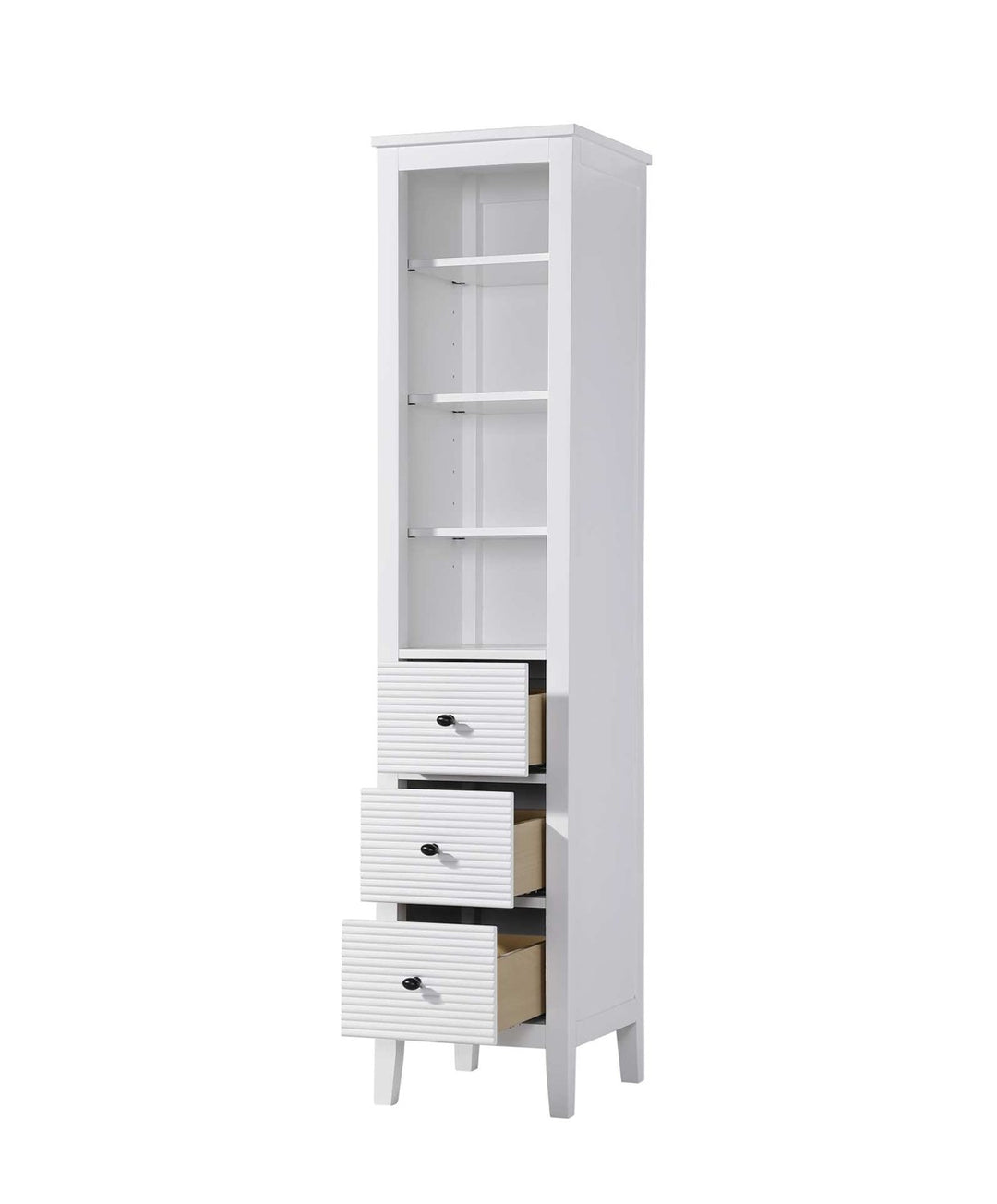 16 Inch Open Shelving Bath Storage Cabinet In White