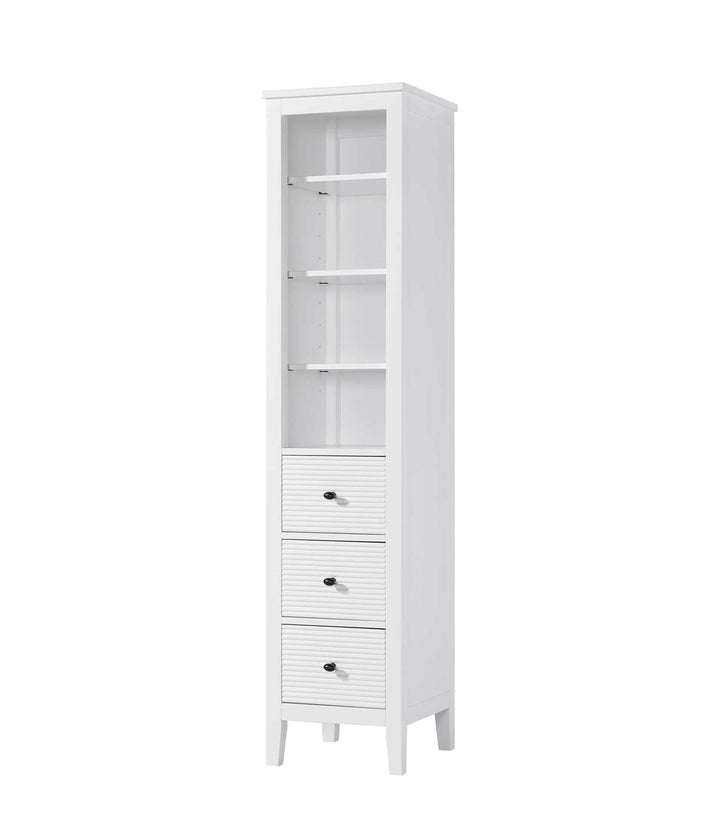 16 Inch Open Shelving Bath Storage Cabinet In White