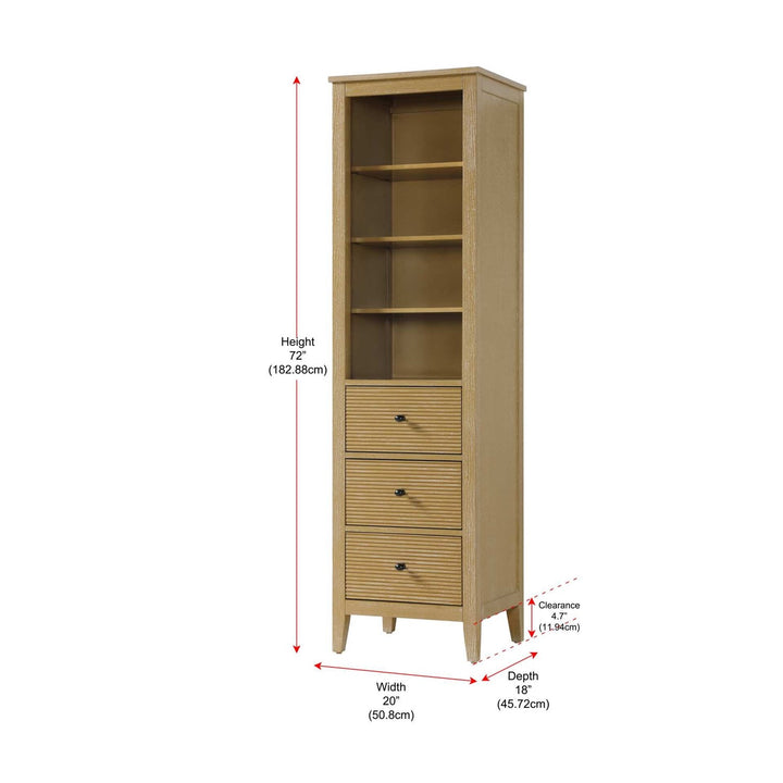 20 Inch Open Shelving Bath Storage Cabinet In Linen Oak
