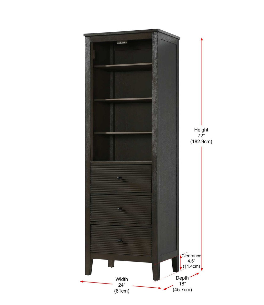 24 Inch Open Shelving Bath Storage Cabinet In Chocolate Oak