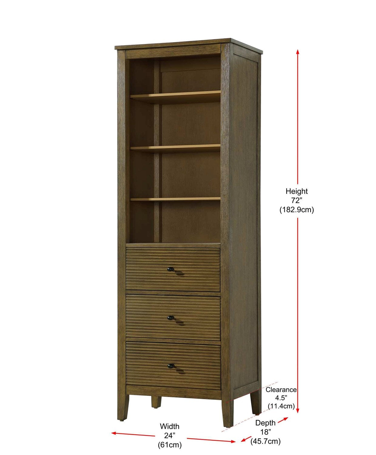 24 Inch Open Shelving Bath Storage Cabinet In Hazel Oak