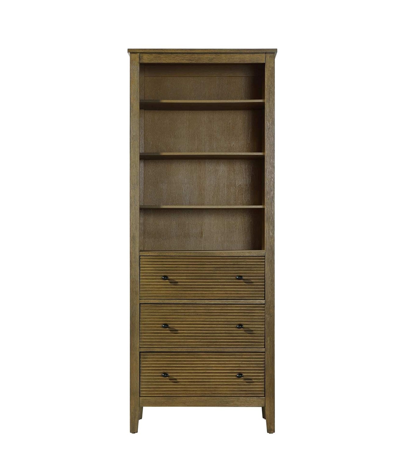 28 Inch Open Shelving Bath Storage Cabinet In Hazel Oak by Elegant Kitchen and Bath