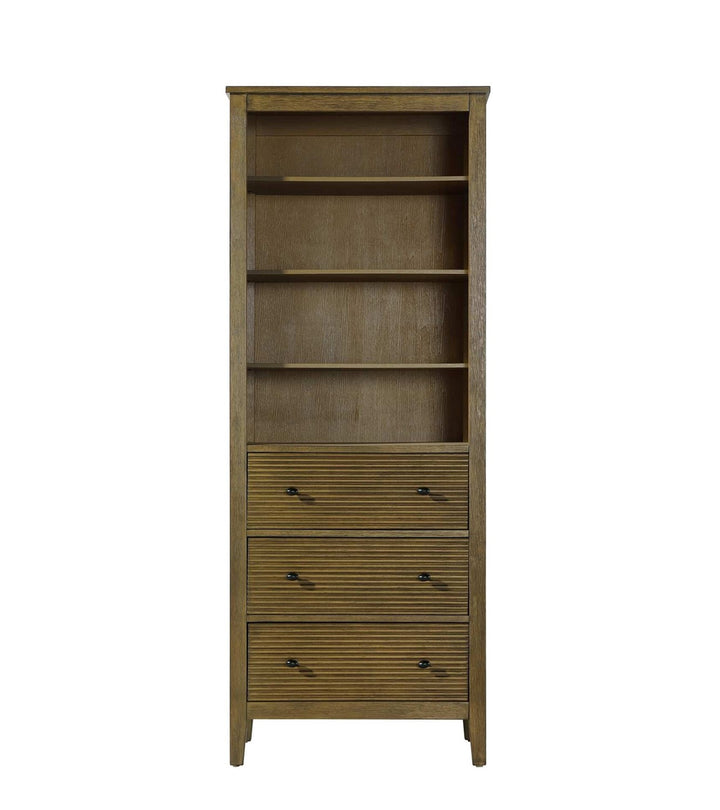 28 Inch Open Shelving Bath Storage Cabinet In Hazel Oak by Elegant Kitchen and Bath