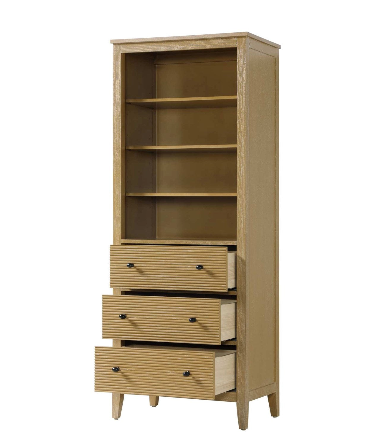 28 Inch Open Shelving Bath Storage Cabinet In Linen Oak