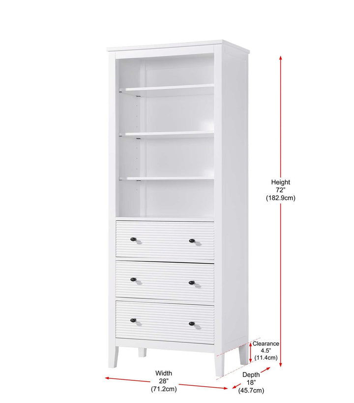 28 Inch Open Shelving Bath Storage Cabinet In White