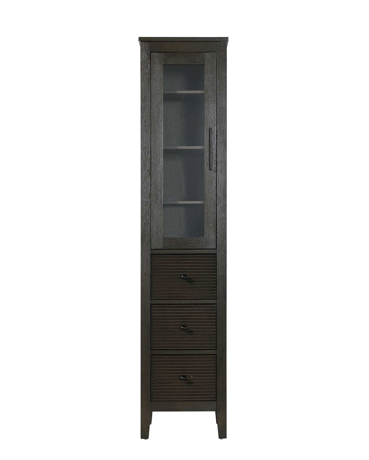 16 Inch Bath Storage Glass Cabinet In Chocolate Oak by Elegant Kitchen and Bath