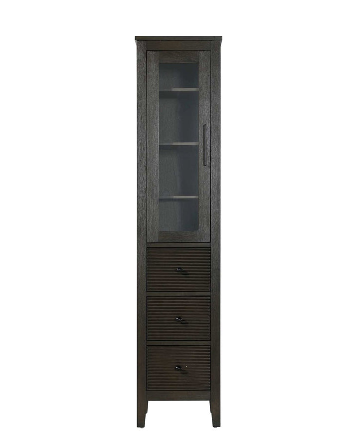 16 Inch Bath Storage Glass Cabinet In Chocolate Oak by Elegant Kitchen and Bath