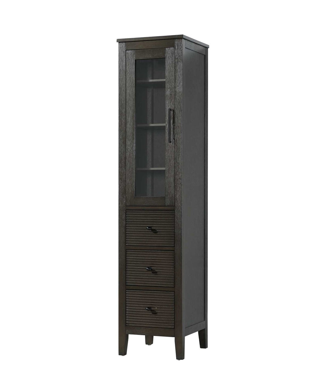 16 Inch Bath Storage Glass Cabinet In Chocolate Oak