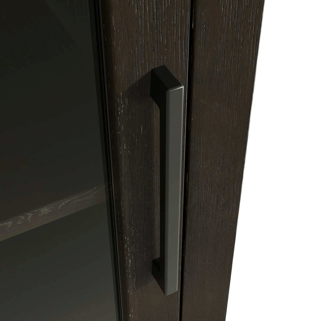 16 Inch Bath Storage Glass Cabinet In Chocolate Oak