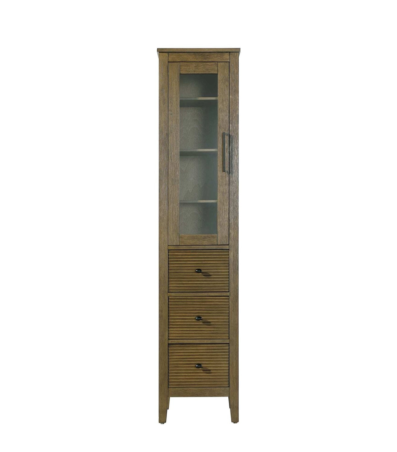 16 Inch Bath Storage Glass Cabinet In Hazel Oak by Elegant Kitchen and Bath