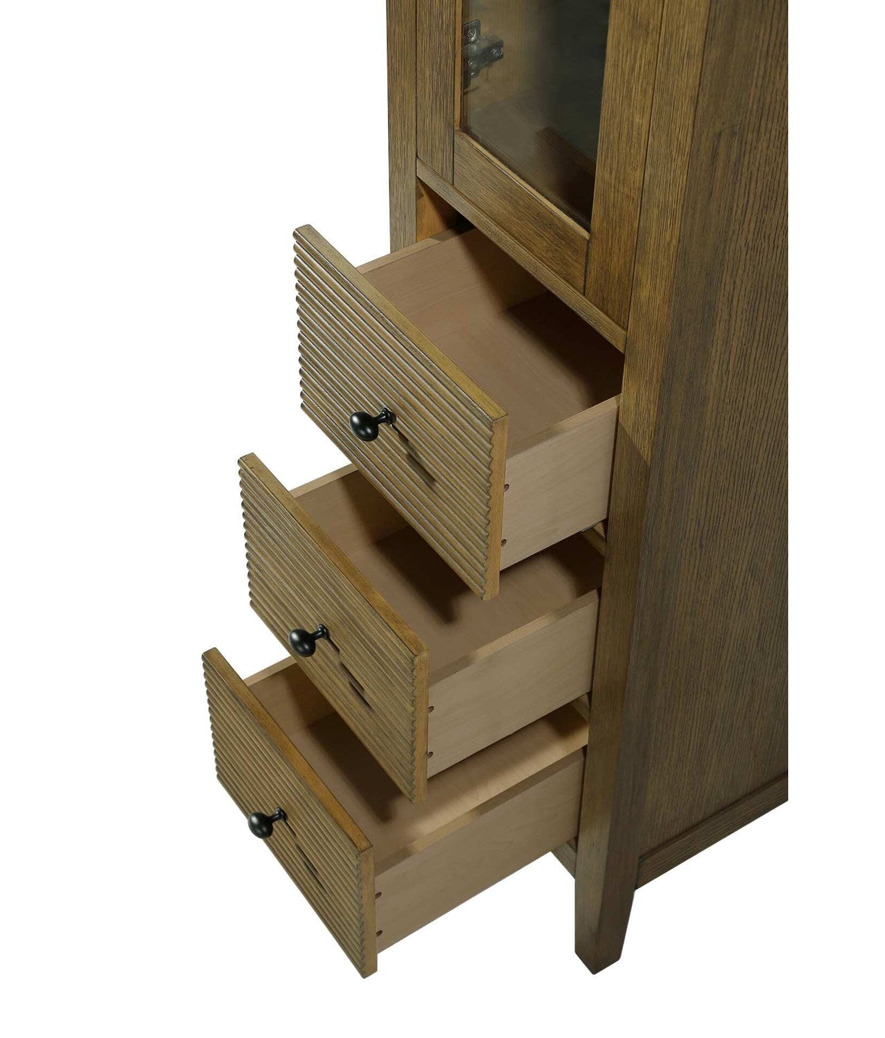 16 Inch Bath Storage Glass Cabinet In Hazel Oak
